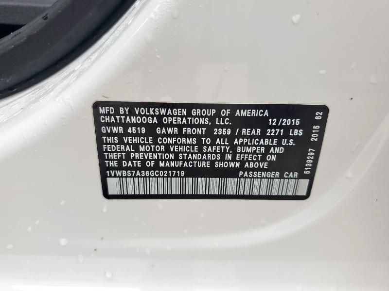 2016 VOLKSWAGEN PASSAT SE - 1VWBS7A36GC021719