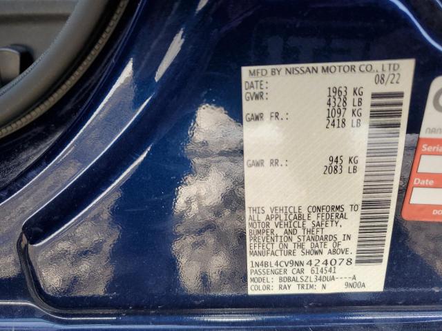 2022 NISSAN ALTIMA SR - 1N4BL4CV9NN424078