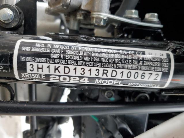 2024 HONDA XR150L E 3H1KD1313RD100672