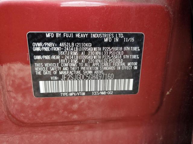 2016 SUBARU FORESTER 2 - JF2SJGDC5GH497160