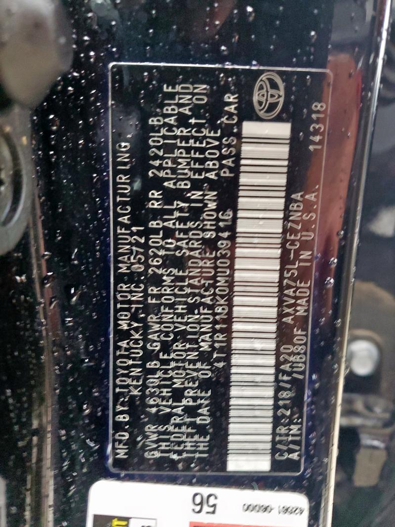 2021 TOYOTA CAMRY LE - 4T1R11BK0MU039416