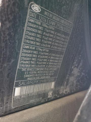 2017 LAND ROVER RANGE ROVE SALWR2FK1HA670255