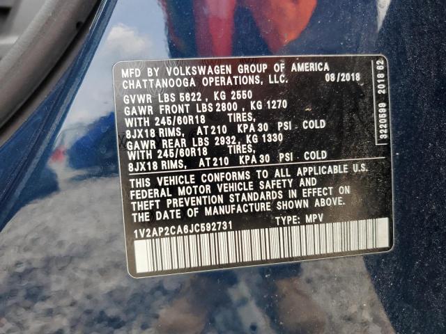 2018 VOLKSWAGEN ATLAS S - 1V2AP2CA6JC592731