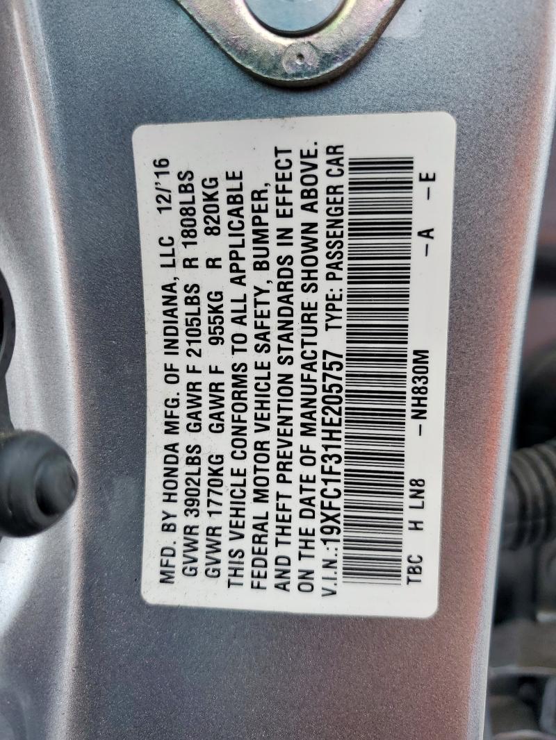 2017 HONDA CIVIC EX 19XFC1F31HE205757