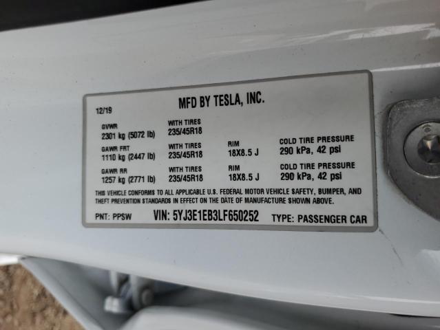 2020 TESLA MODEL 3 - 5YJ3E1EB3LF650252