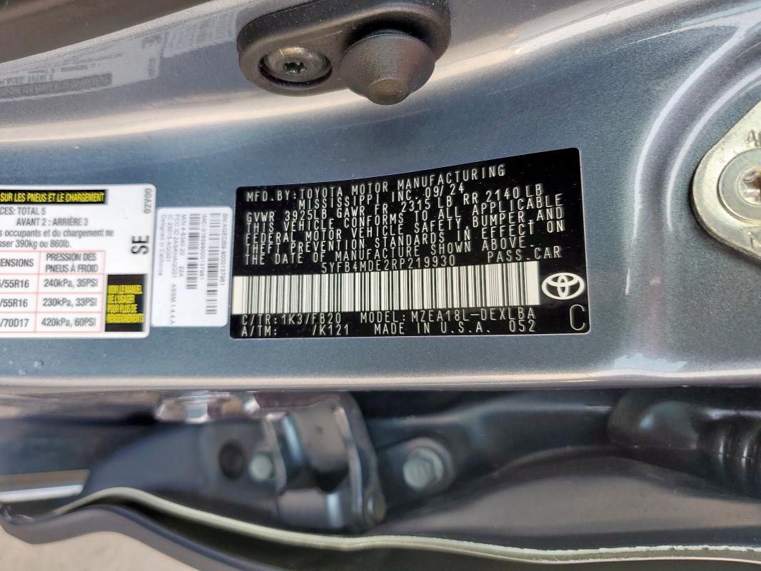 2024 TOYOTA COROLLA LE - 5YFB4MDE2RP219930