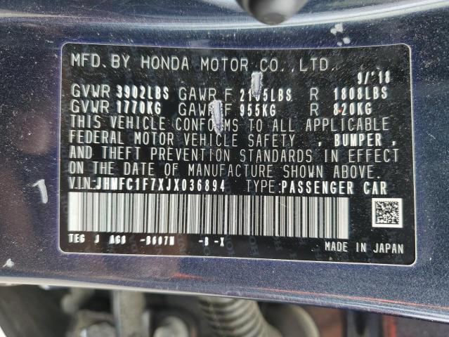 2018 HONDA CIVIC EXL - JHMFC1F7XJX036894