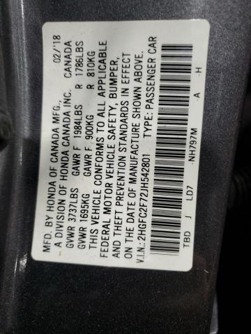 2018 HONDA CIVIC EX - 2HGFC2F72JH542801