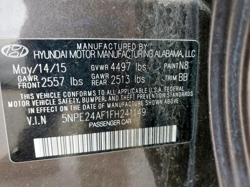 2015 HYUNDAI SONATA SE 5NPE24AF1FH241149