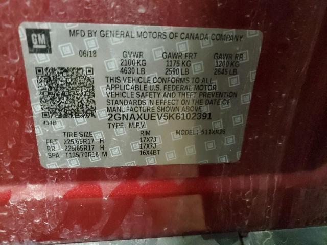 2019 CHEVROLET EQUINOX LT - 2GNAXUEV5K6102391