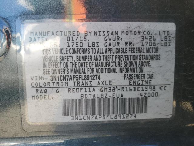 2015 NISSAN VERSA S - 3N1CN7AP5FL891274