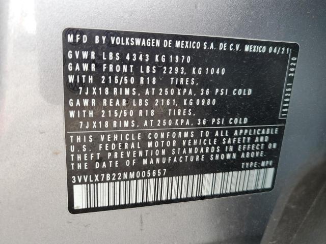 2022 VOLKSWAGEN TAOS SE IQ - 3VVLX7B22NM005657