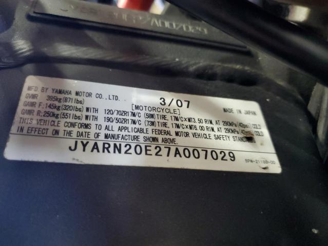 2007 YAMAHA YZFR1 JYARN20E27A007029