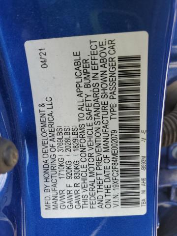 2021 HONDA CIVIC SPOR - 19XFC2F84ME002079