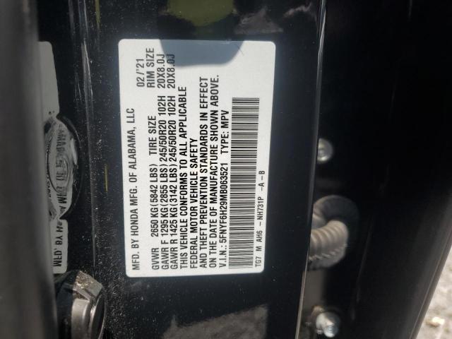 2021 HONDA PILOT SE 5FNYF6H29MB063521
