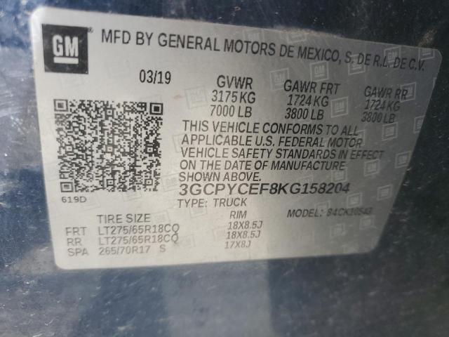 2019 CHEVROLET SILVERADO - 3GCPYCEF8KG158204