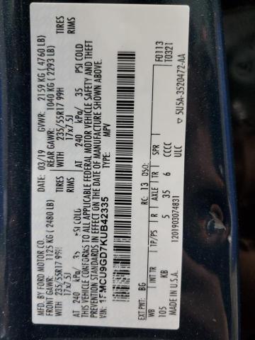 2019 FORD ESCAPE SE 1FMCU9GD7KUB42335