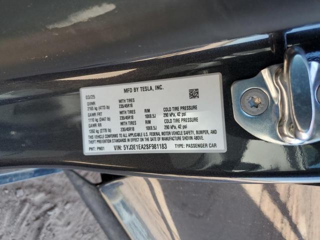 2025 TESLA MODEL 3 5YJ3E1EA2SF981183
