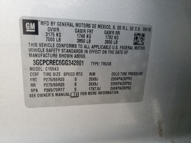 2016 CHEVROLET SILVERADO - 3GCPCREC6GG342801