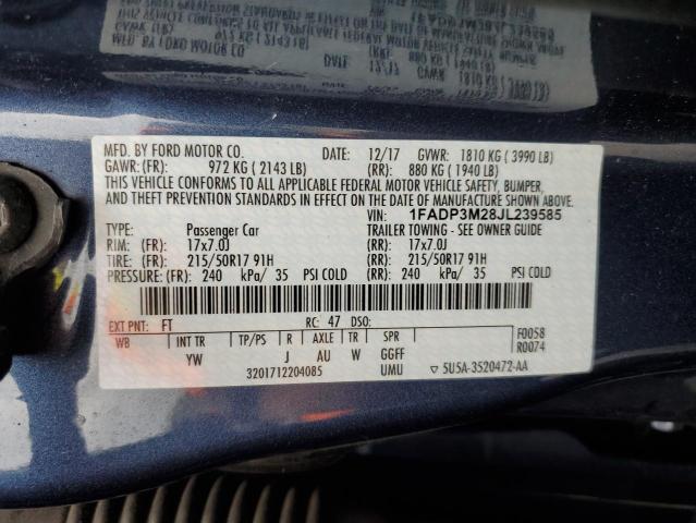2018 FORD FOCUS SEL - 1FADP3M28JL239585
