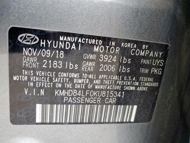 2019 HYUNDAI ELANTRA SE - KMHD84LF0KU815341