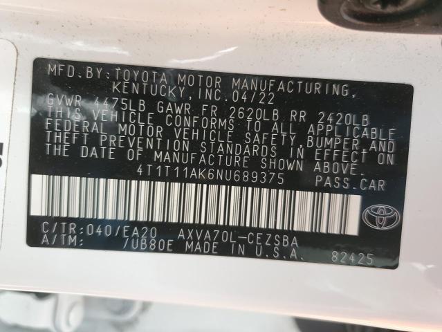 2022 TOYOTA CAMRY SE - 4T1T11AK6NU689375