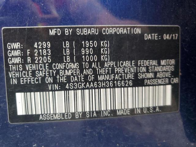 2017 SUBARU IMPREZA 4S3GKAA63H3616626