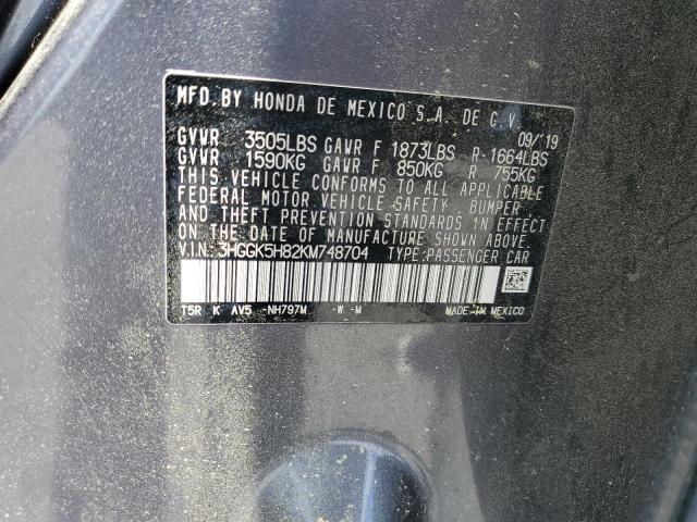 2019 HONDA FIT EX 3HGGK5H82KM748704