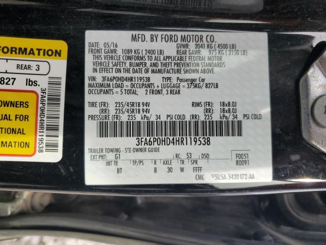 2017 FORD FUSION SE #3297971773