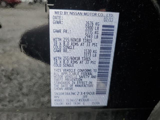 2022 NISSAN PATHFINDER 5N1DR3BA3NC234908