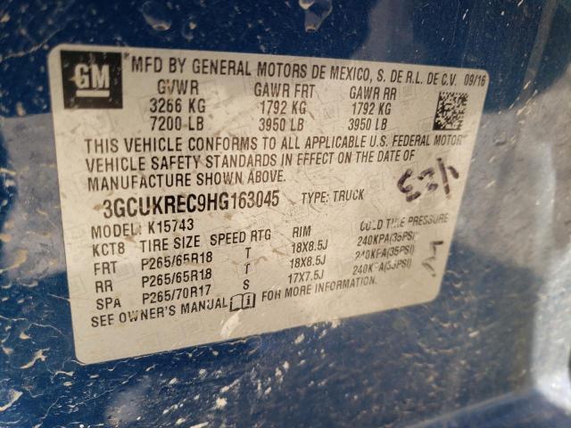 2017 CHEVROLET SILVERADO - 3GCUKREC9HG163045