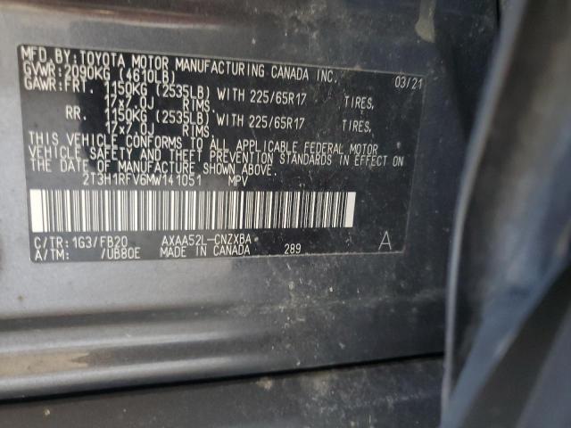 2021 TOYOTA RAV4 LE - 2T3H1RFV6MW141051