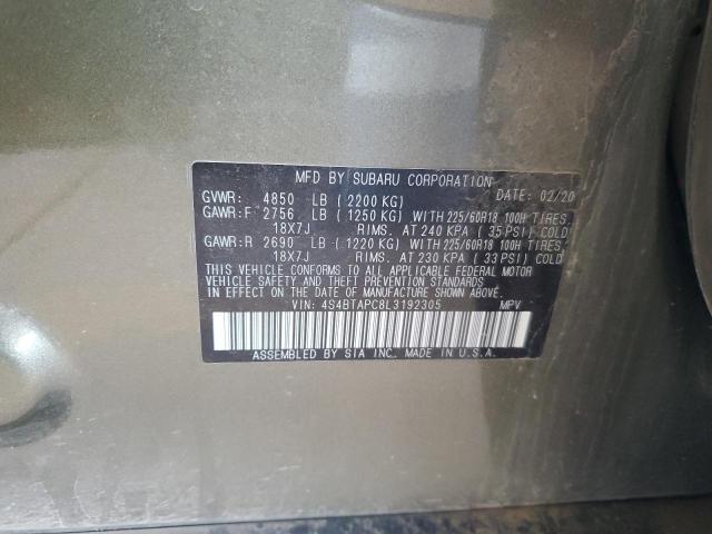 2020 SUBARU OUTBACK TO 4S4BTAPC8L3192305