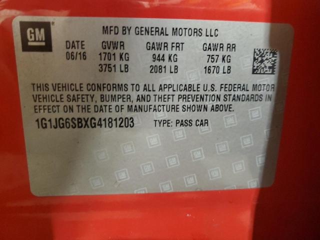 2016 CHEVROLET SONIC RS 1G1JG6SBXG4181203