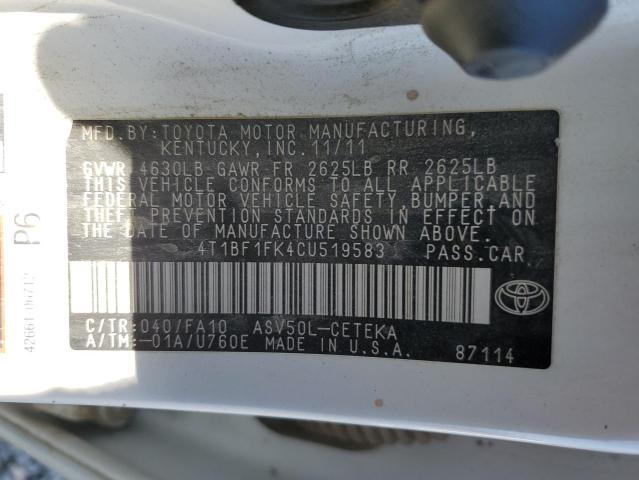 2012 TOYOTA CAMRY - 4T1BF1FK4CU519583