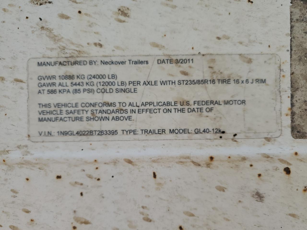 Lot #3216325144 2011 NECKOVER LIVESAILER