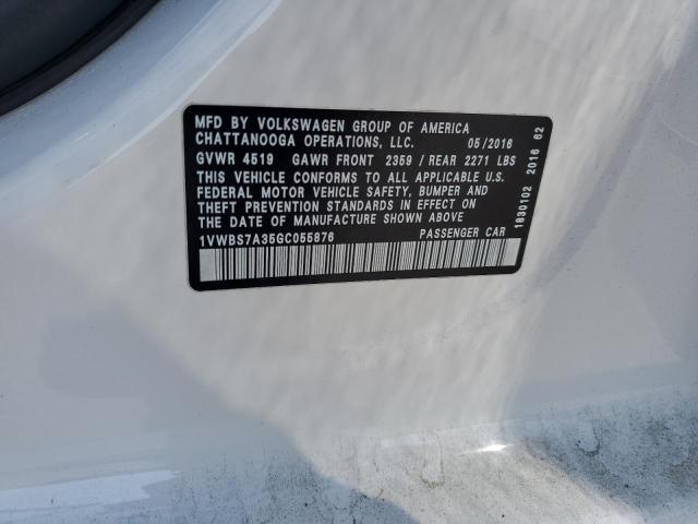 2016 VOLKSWAGEN PASSAT SE 1VWBS7A35GC055876