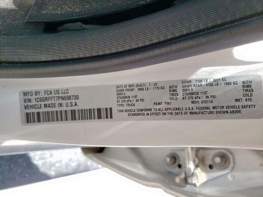 2023 RAM 1500 BIG H - 1C6SRFFT7PN698730
