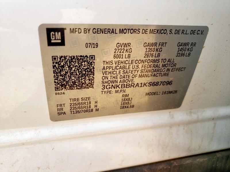 2019 CHEVROLET BLAZER 1LT 3GNKBBRA1KS687096