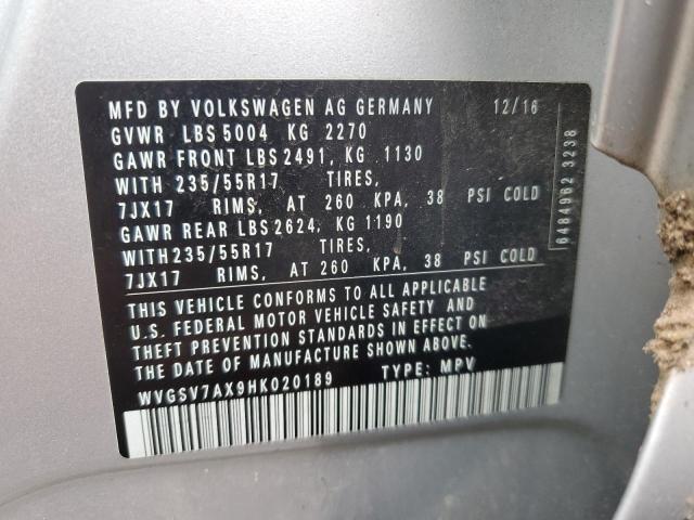 2017 VOLKSWAGEN TIGUAN WOL WVGSV7AX9HK020189