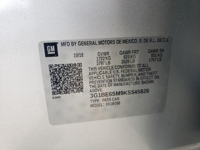 2019 CHEVROLET CRUZE LT - 3G1BE6SM9KS545826