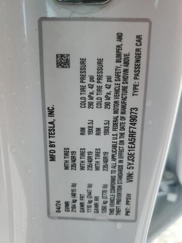 2024 TESLA MODEL 3 5YJ3E1EA5RF749073