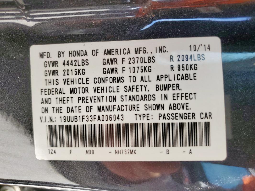 2015 ACURA TLX 19UUB1F33FA006043