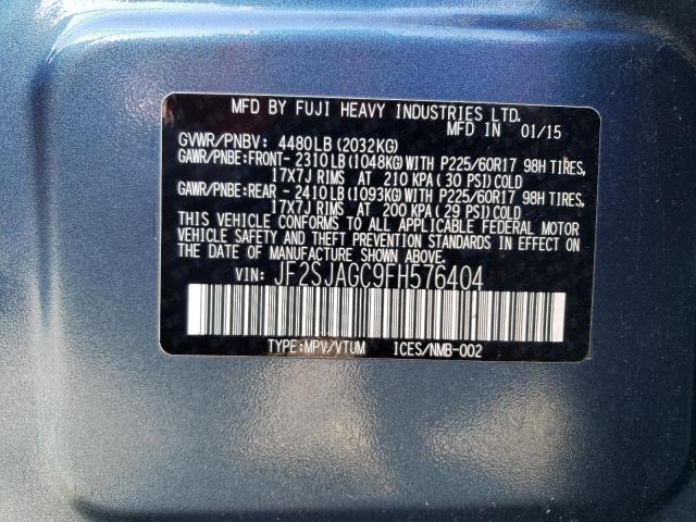 2015 SUBARU FORESTER JF2SJAGC9FH576404