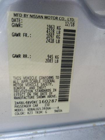 2019 NISSAN ALTIMA 1N4BL4BV0KC160287