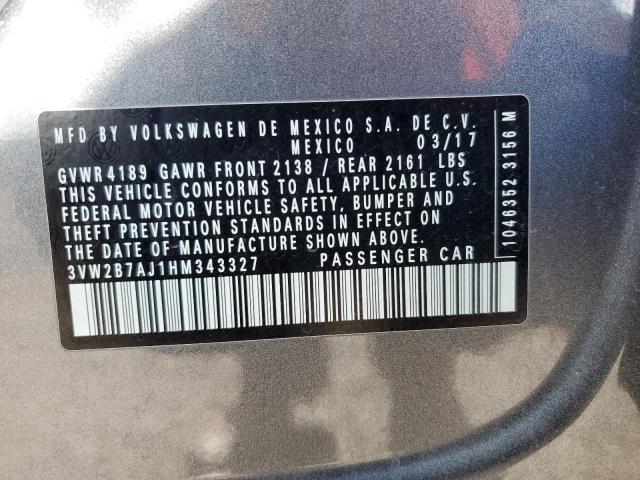 2017 VOLKSWAGEN JETTA S - 3VW2B7AJ1HM343327
