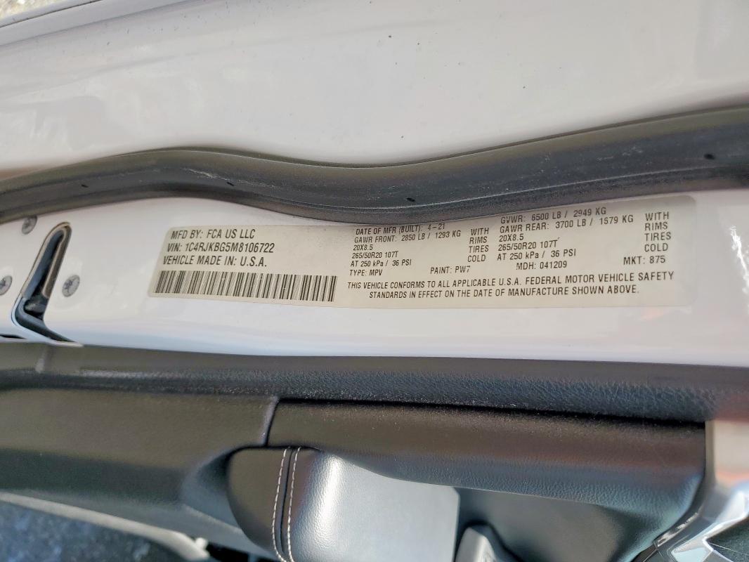 2021 JEEP GRAND CHER - 1C4RJKBG5M8106722