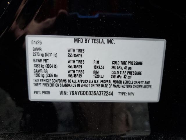 2025 TESLA MODEL Y 7SAYGDED3SA372244