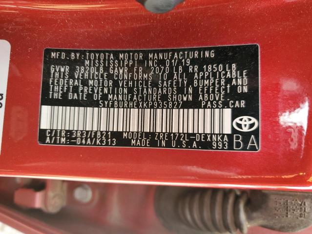 2019 TOYOTA COROLLA L - 5YFBURHEXKP935827
