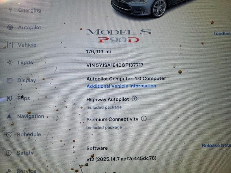 2016 TESLA MODEL S 5YJSA1E40GF137717